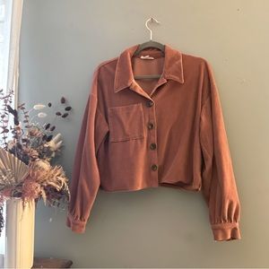madewell corduroy crop button down shirt jacket